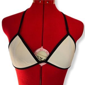 Triangl Bikini Top white and black size women's medium, adjustable tie strap fit